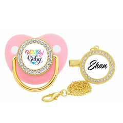 Rainbow baby with name Pacifier
