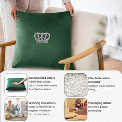 Velvet Cushion Covers Green (Crown 1)