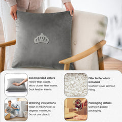 Velvet Cushion Covers Silver (Crown 2)