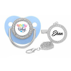 Rainbow baby with name Pacifier