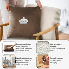 Velvet Cushion Covers Brown (Crown 3)
