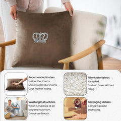 Velvet Cushion Covers Brown (Crown 1)