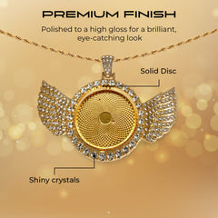 Personalized Gold Spinner Disc Angel Wings Pendant for Men & Women