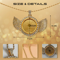 Personalized Gold Spinner Disc Angel Wings Pendant for Men & Women