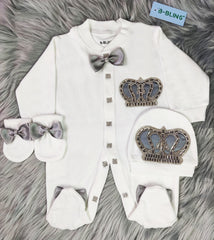 Grey on White Blanket Set