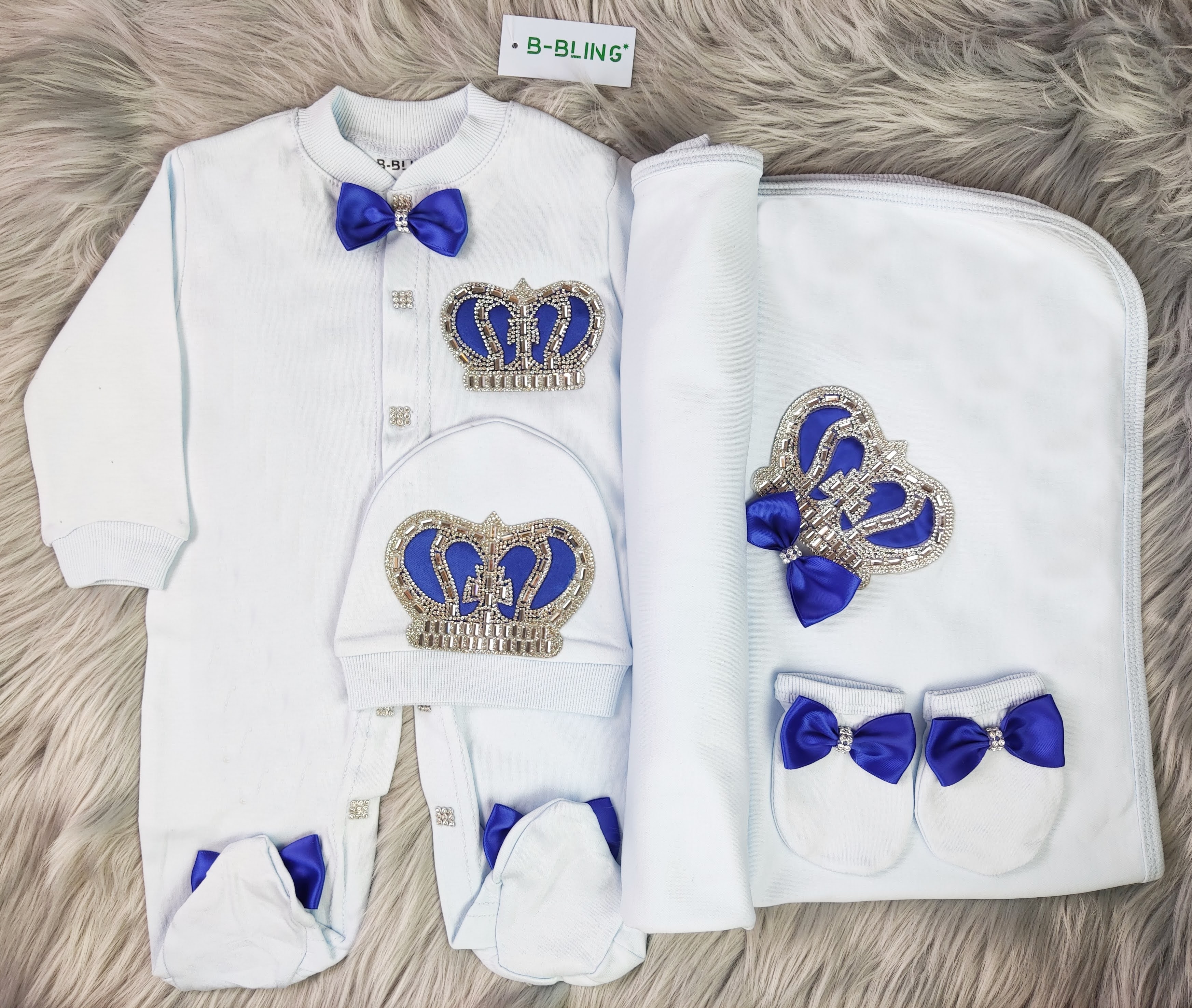 Royal Blue on Blue Blanket Set
