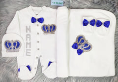 Royal Blue on White Blanket Set