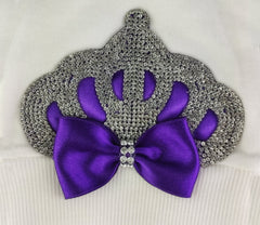 Purple On White Blanket Set