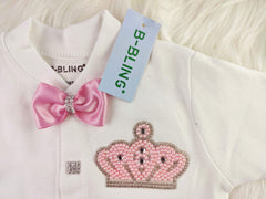 Beaded Pink On White