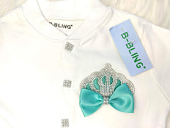 Mint Green On White Blanket Set (Queen Crown)