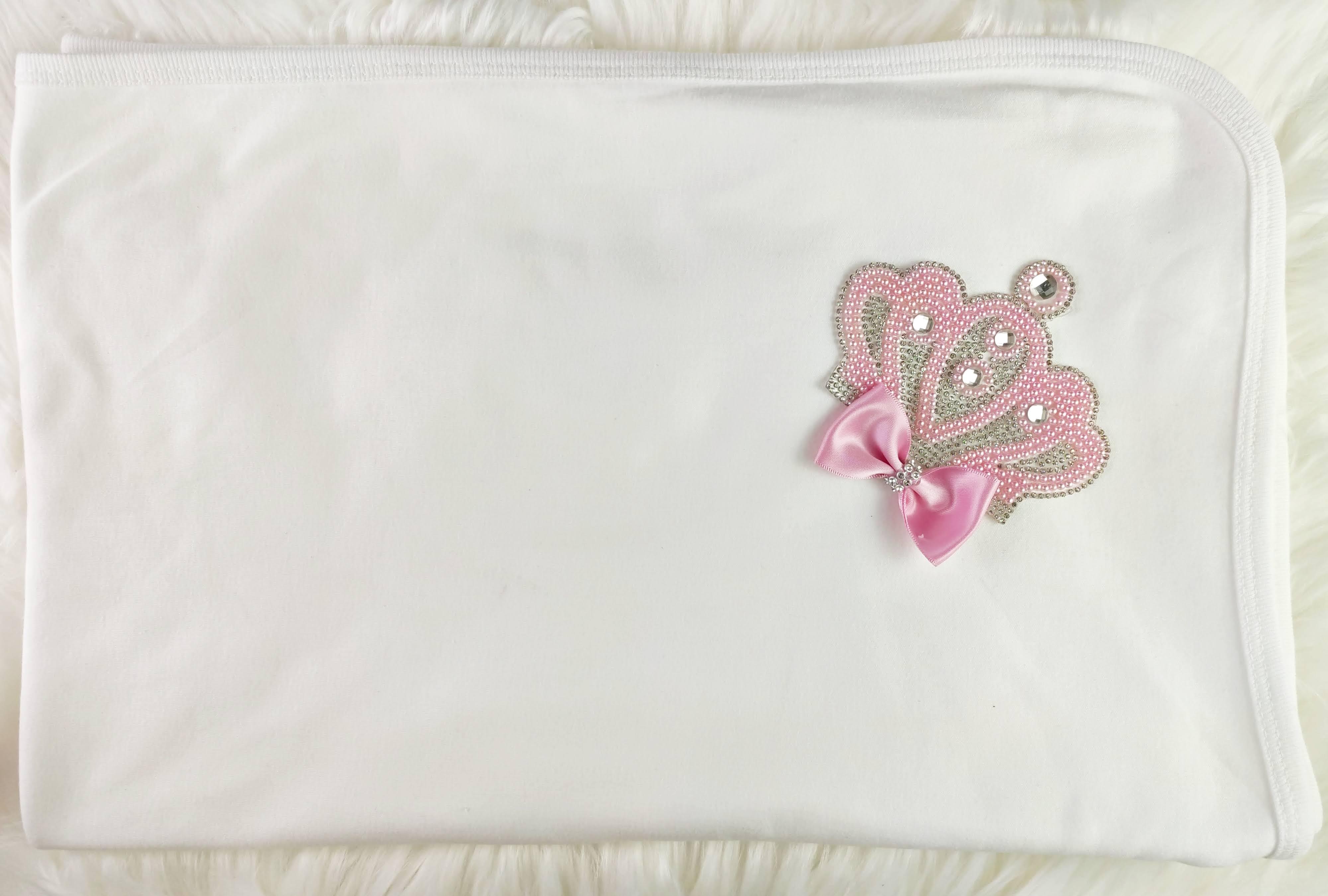 Beaded Pink On White Blanket