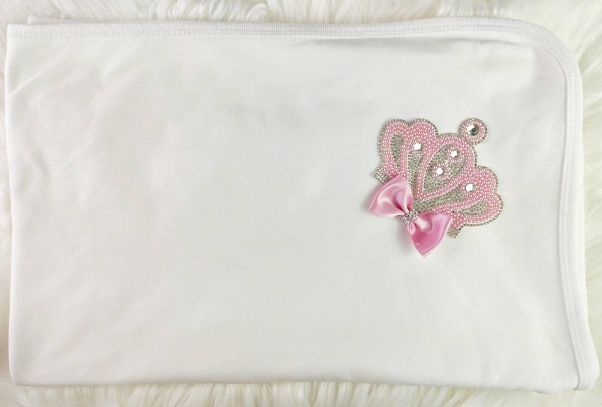 Beaded Pink On White Blanket