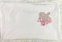 Beaded Pink On White Blanket