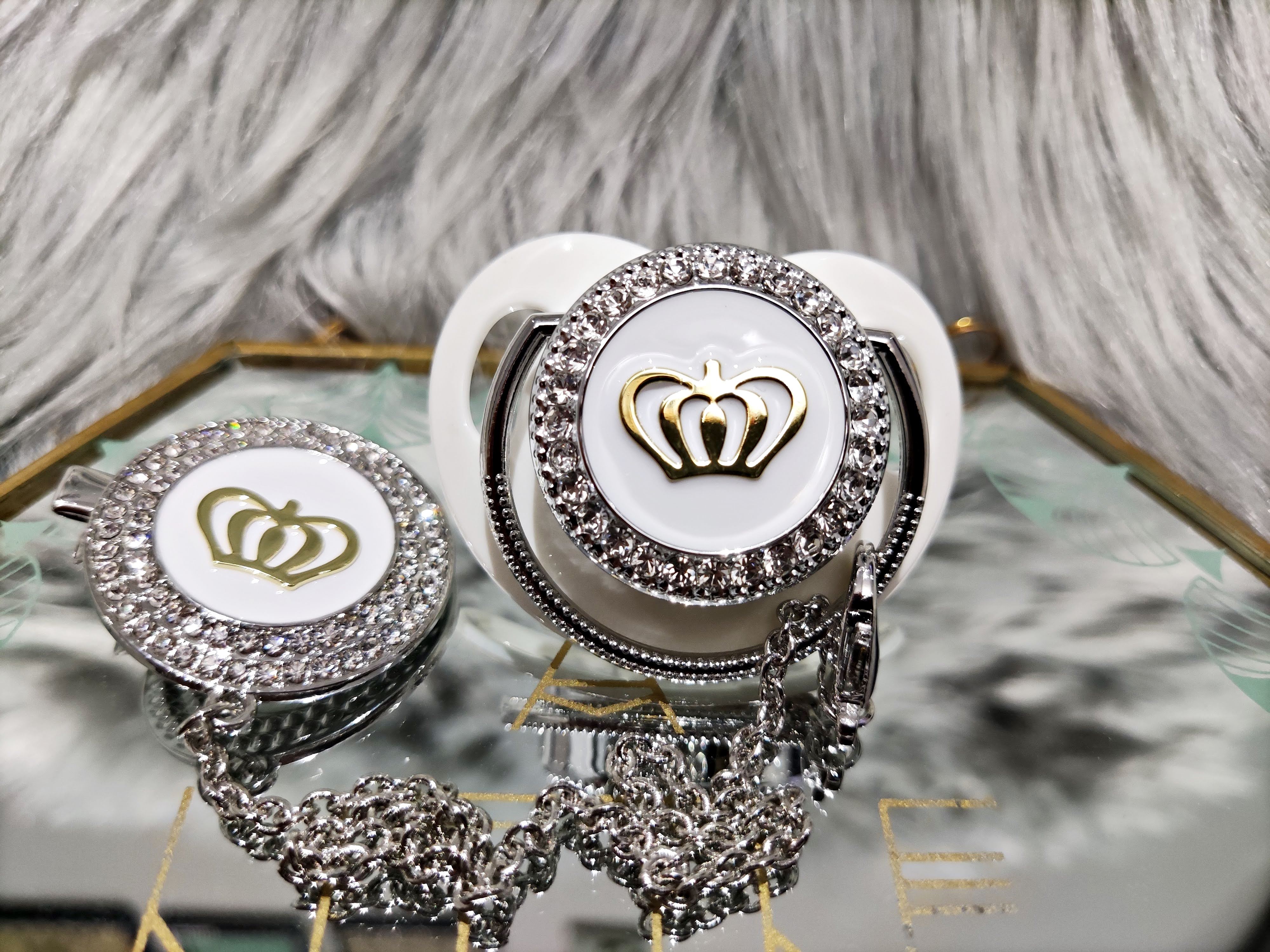 White On Silver Pacifier