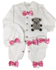 Pink on White Blanket Set