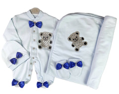 Royal Blue On Blue Blanket Set