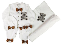 Golden Brown on White Blanket Set