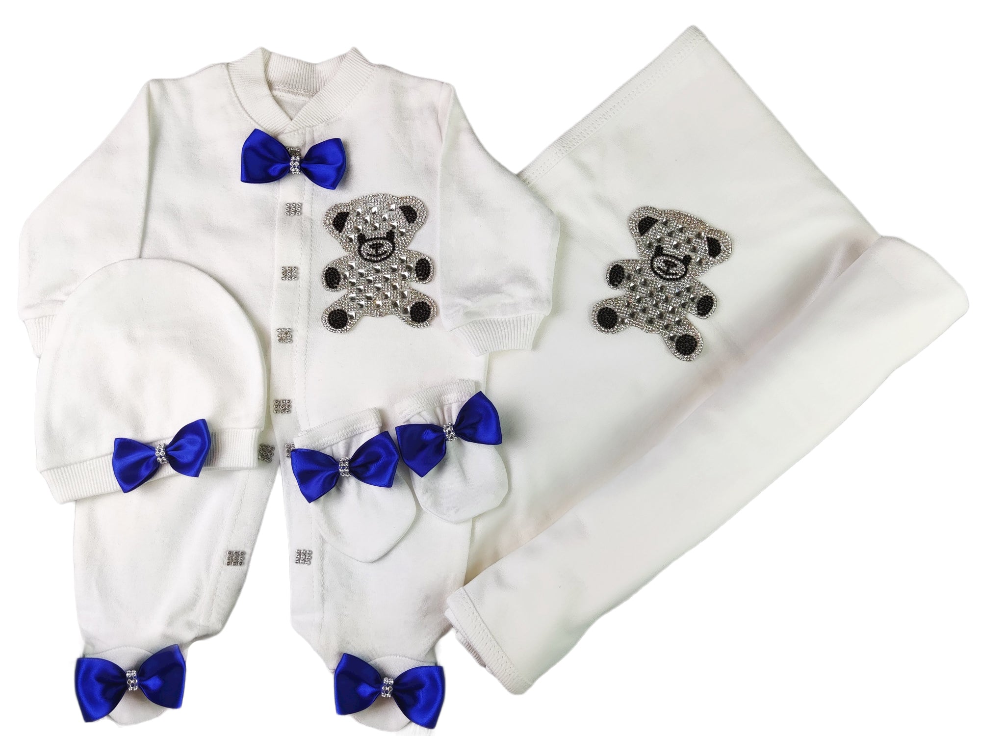 Royal Blue On White Blanket Set