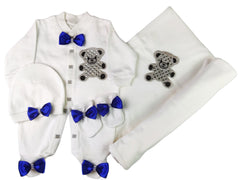 Royal Blue On White Blanket Set