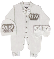White On White Blanket Set (Prince Crown)