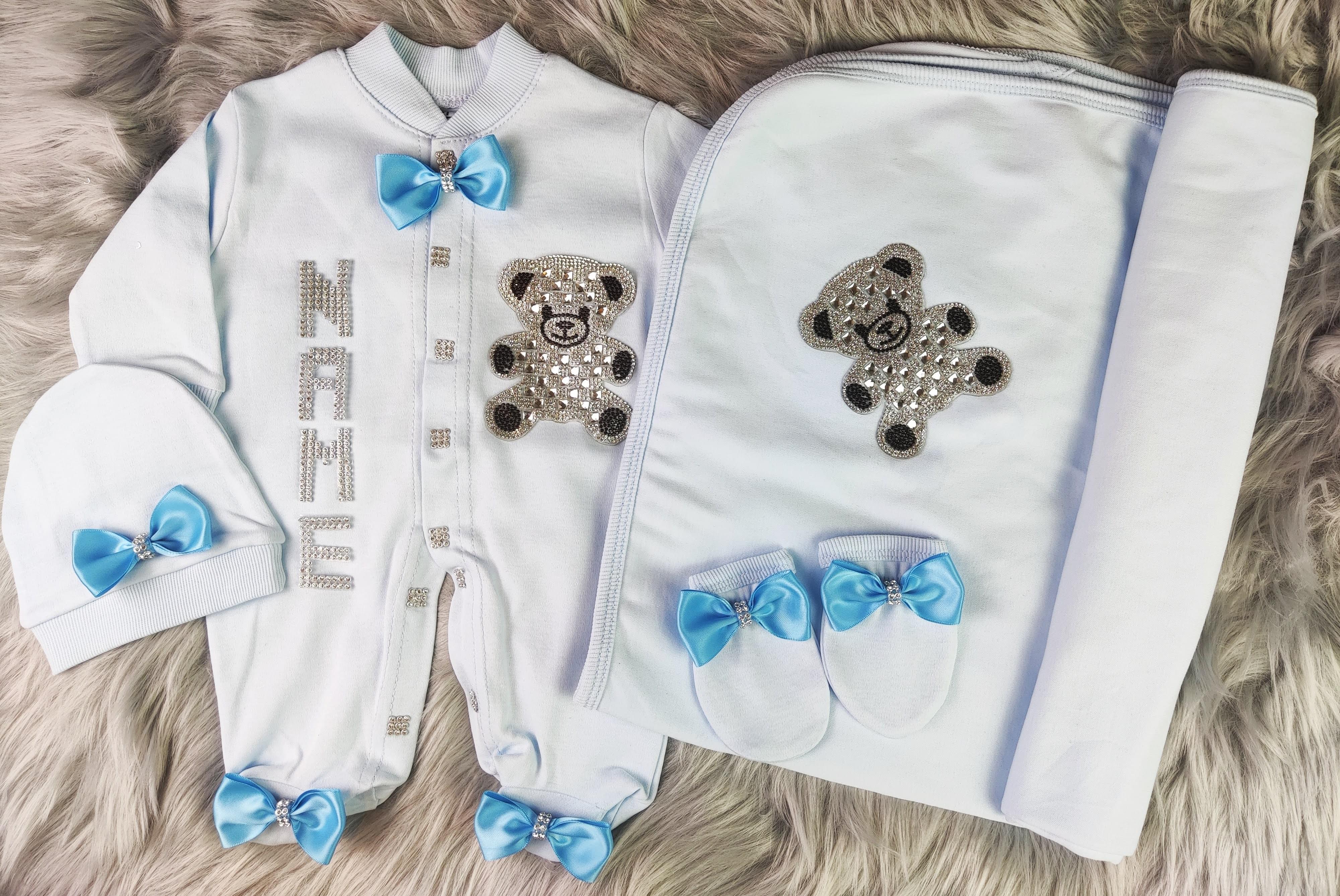 baby Blue on Blue Blanket Set