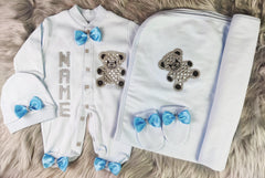 baby Blue on Blue Blanket Set