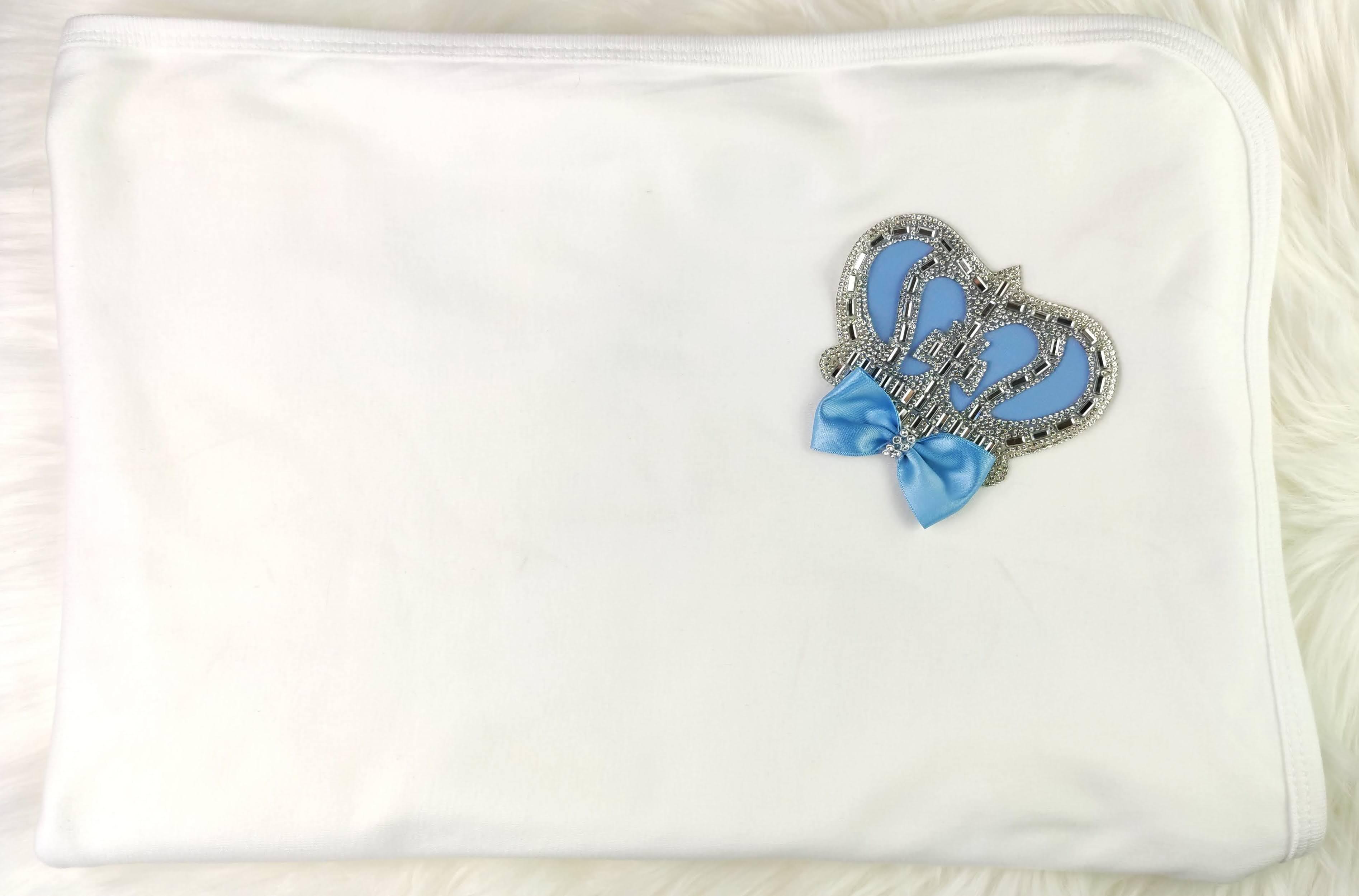 Baby Blue on White Blanket