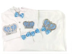 Baby Blue on White Blanket Set