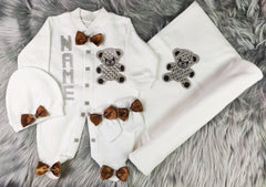 Golden Brown on White Blanket Set