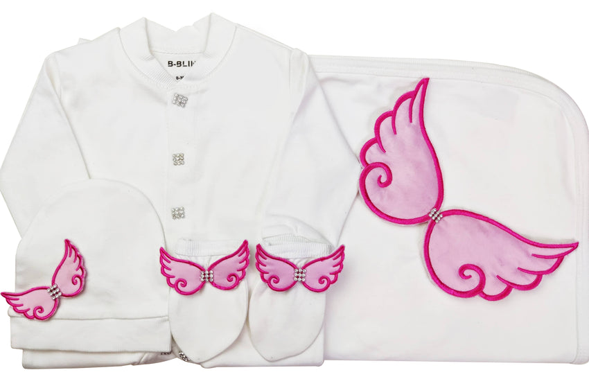 Pink On White Blanket Set
