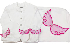 Pink On White Blanket Set