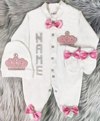 Beaded Pink On White
