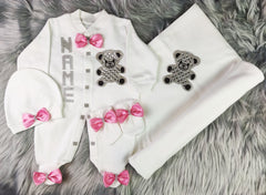 Pink on White Blanket Set