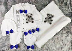 Royal Blue On White Blanket Set