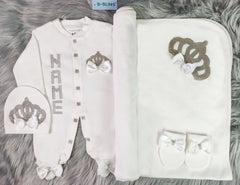 White On White Blanket Set ( Queen Crown )