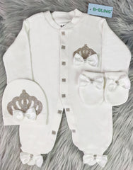 White On White Blanket Set ( Queen Crown )