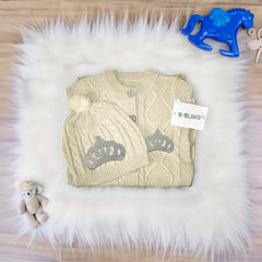 Cream Baby Woolen Romper Girl Crown