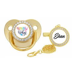 Rainbow baby with name Pacifier