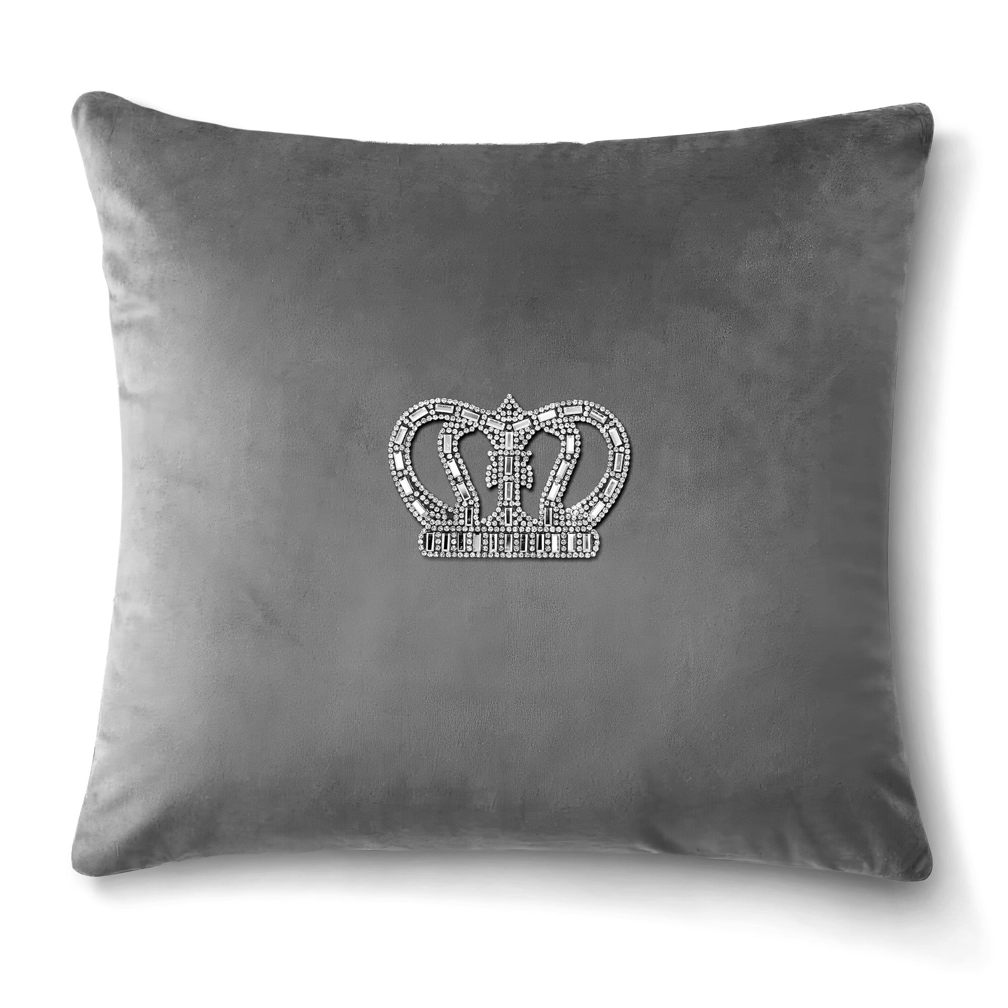 Velvet Cushion Covers Silver (Crown 1)