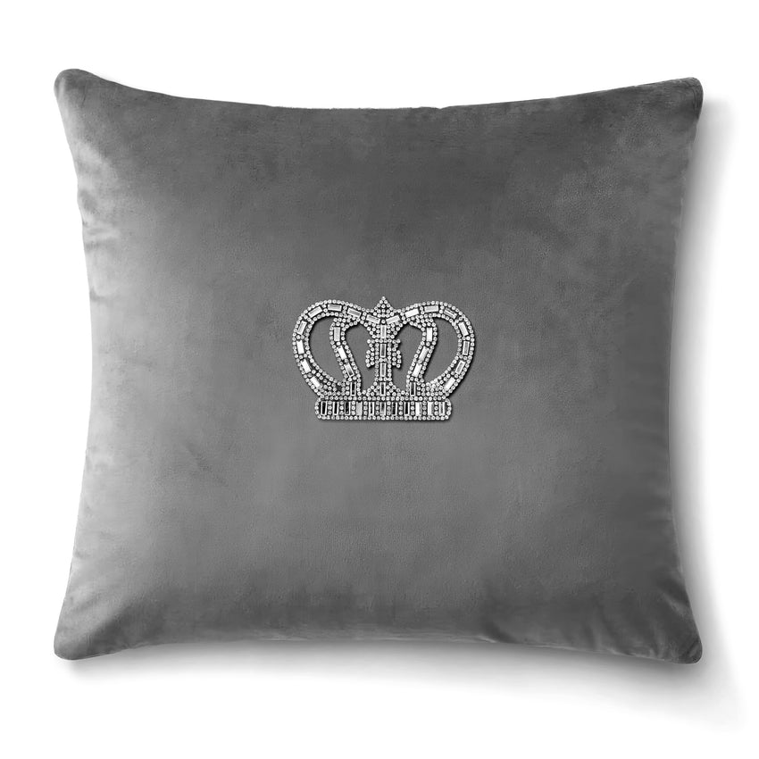 Velvet Cushion Covers Silver (Crown 1)