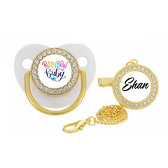 Rainbow baby with name Pacifier