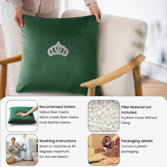 Velvet Cushion Covers Green (Crown 2)