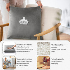 Velvet Cushion Covers Silver (Crown 3)