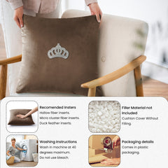 Velvet Cushion Covers Brown (Crown 2)