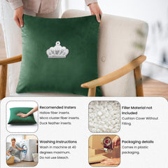 Velvet Cushion Covers Green (Crown 3)