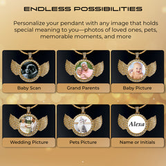 Personalized Golden Angel Wings Pendant for Men & Women