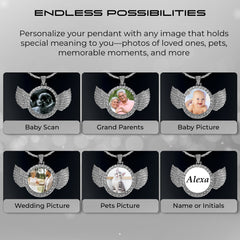 Personalized Silver Angel Wings Pendant for Men & Women