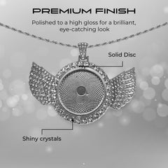 Personalized Silver Spinner Disc Angel Wings Pendant for Men & Women