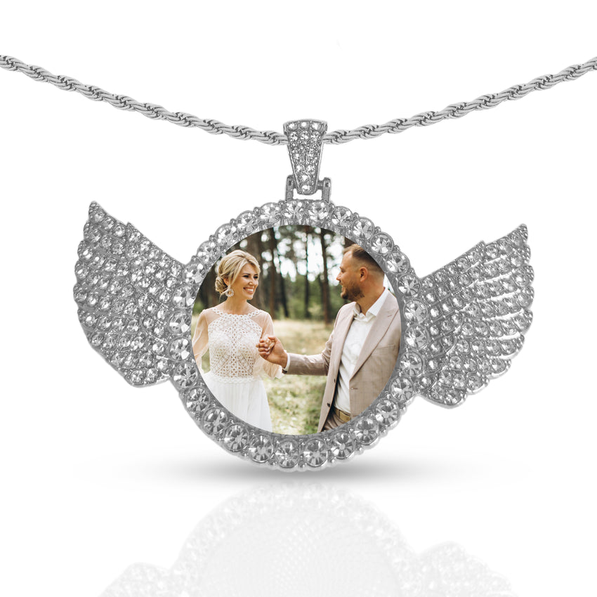 Personalized Silver Angel Wings Pendant for Men & Women