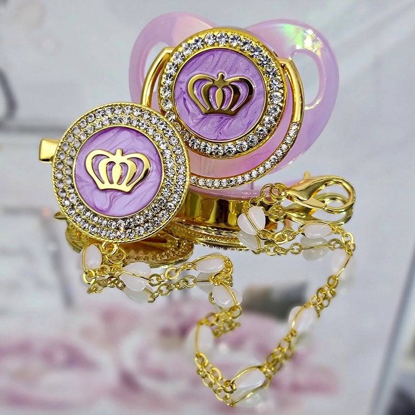 Pink Purple crown soother princess crown crystals